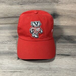 Wisconsin Badgers NCAA Fanatics Throwback Red Clean Up Adjustable Strapback Hat